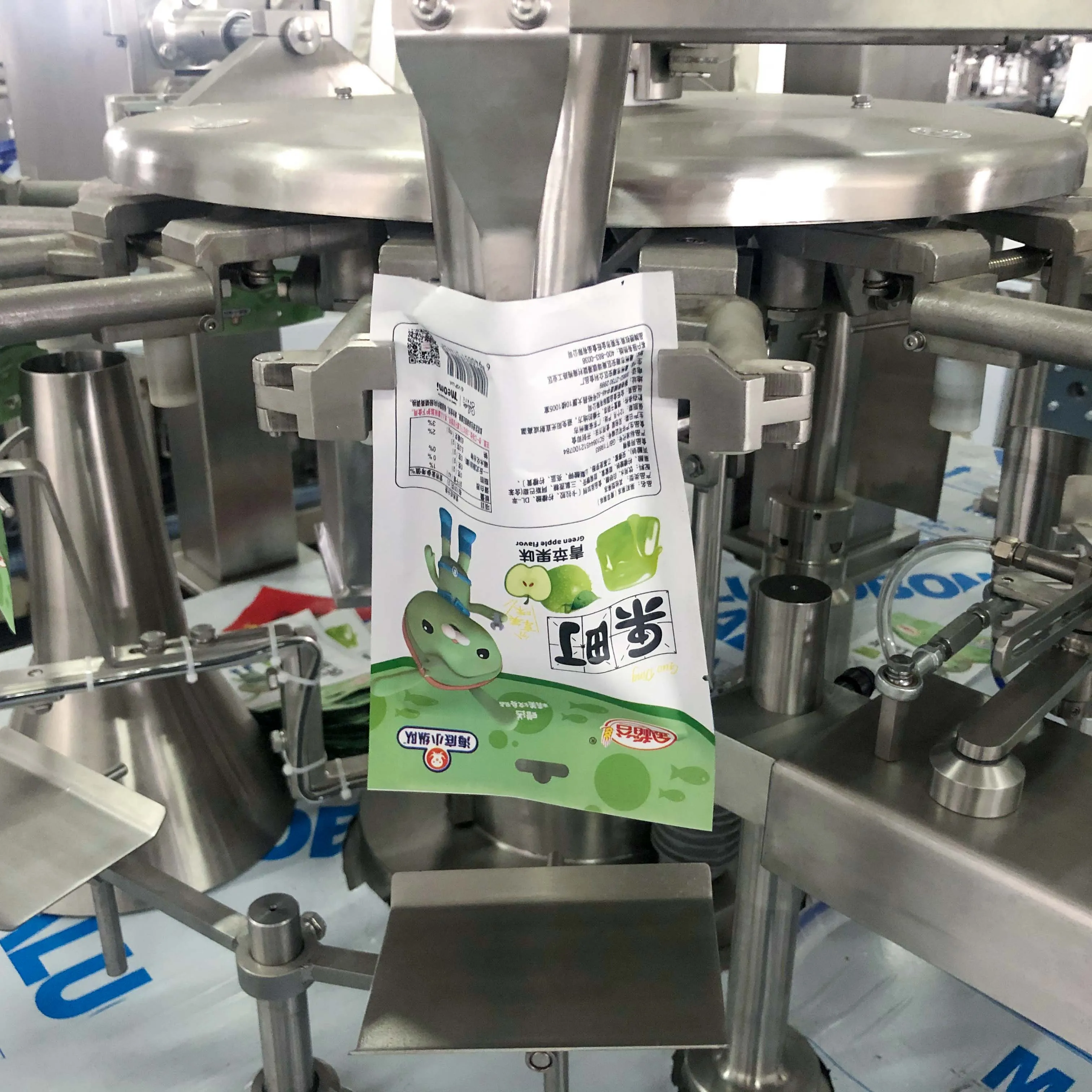 Stand Up Zipper Bubble Gum Sweets Gummy Bear Candy Doypack Pouch Premade Bag Packing Machine