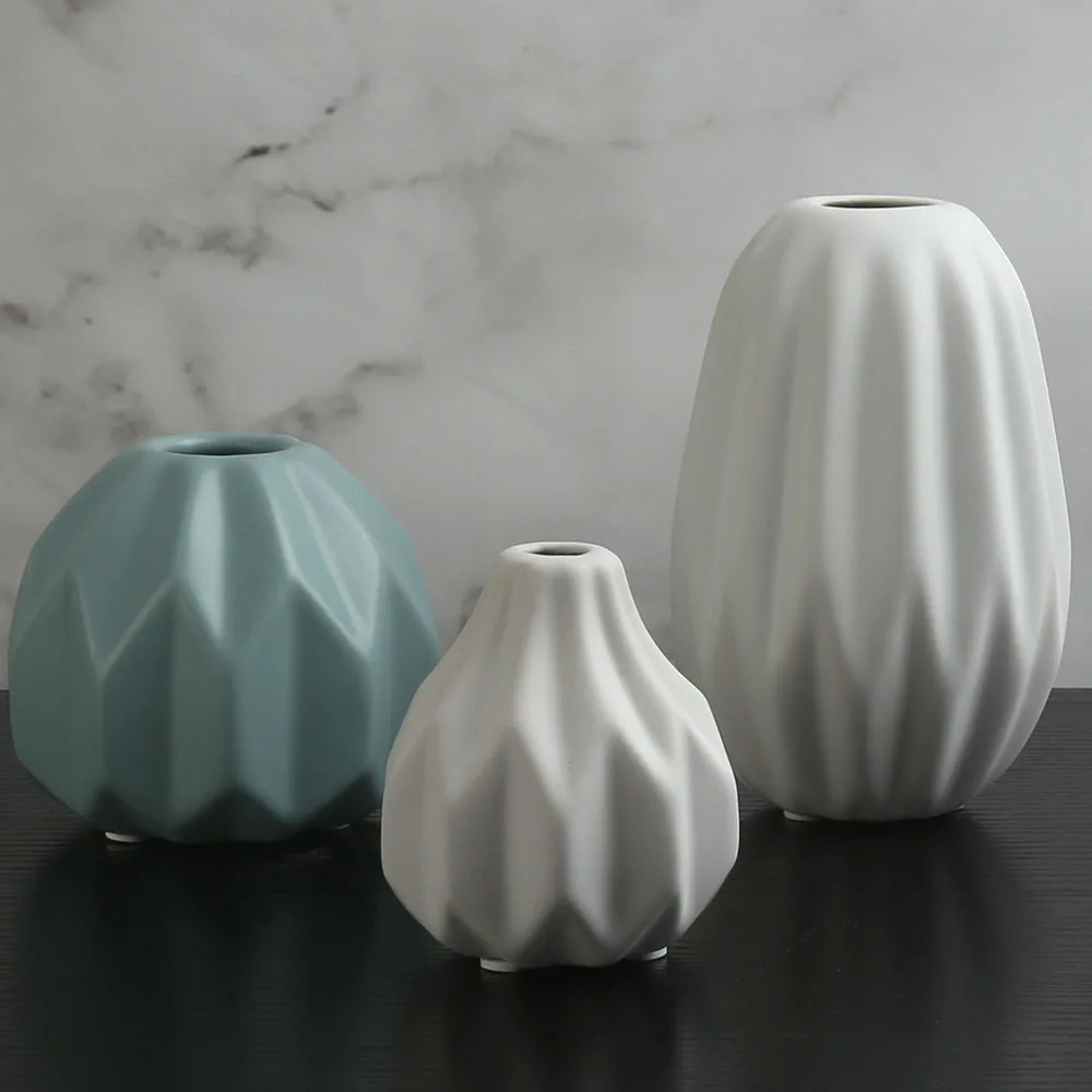 Matte White Blue Green Gray Made In China Bud Home Decor Ornament Vase Ceramic