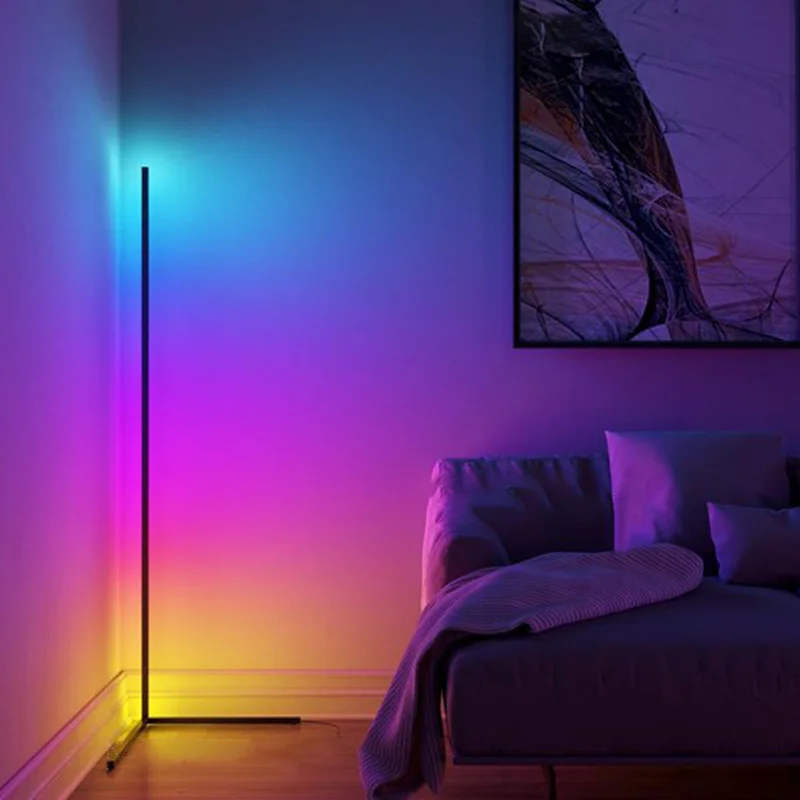 Stock Blind bulk Dropshipping nordic minimalist dimming vivid color changing corner led tripod floor lamp