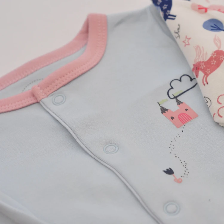 Customized Autumn Kids Baby Jumpsuit Long Sleeve Baby Footie Romper Organic Cotton Baby Pajamas