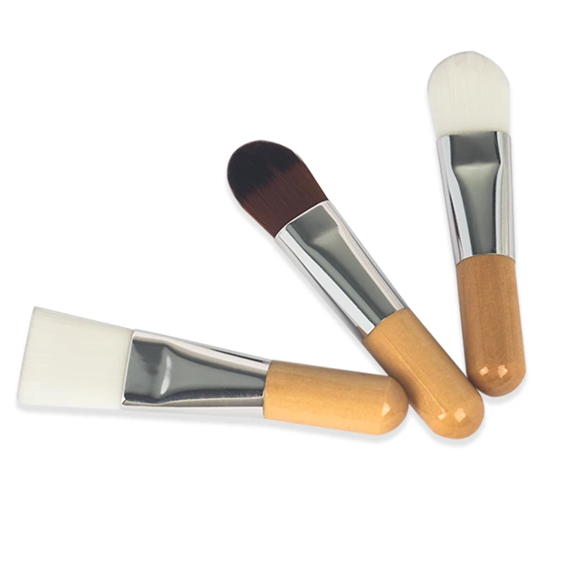 Оптовая продажа, небольшая кисть для масок для лица из синтетического волокна с деревянной ручкой