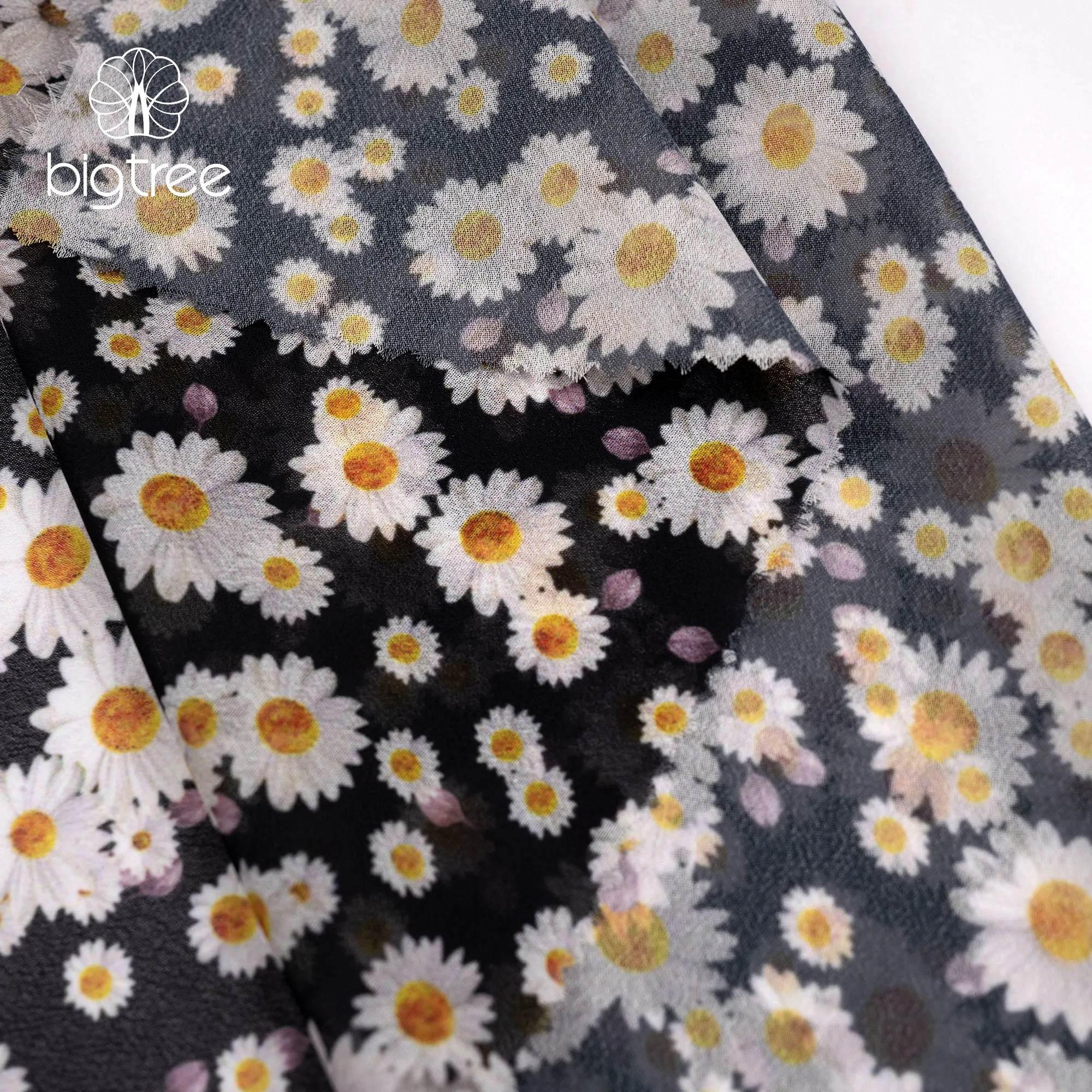 
Custom Georgette Fashion Digital Printed Small Daisy Dress Skirt Shirt trousers 100% Polyester Fabric 