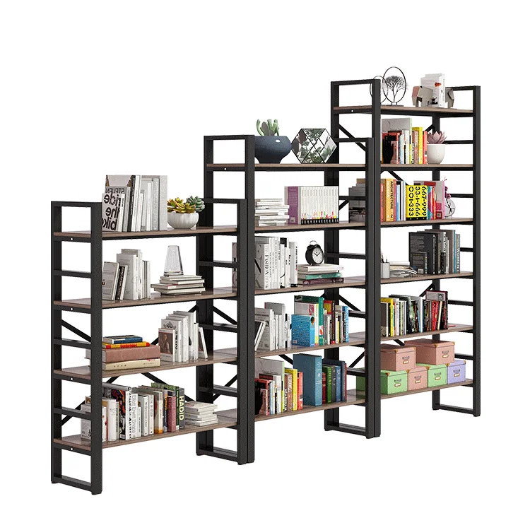 Open Adjustable Vintage Industrial Wood And Metal Bookshelf Home Bookcase