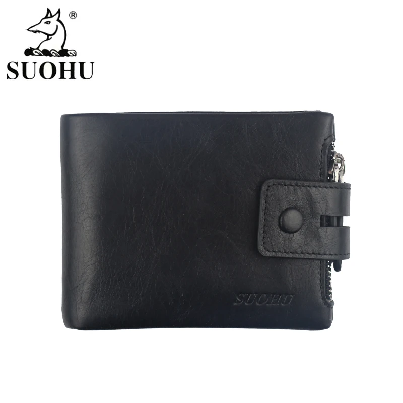 In Stock RFID Custom LOGO With Coin Pocket Black Portafoglio Wallet Bifold Slim Mens Luxury Leather Small Zipper Wallet Men
