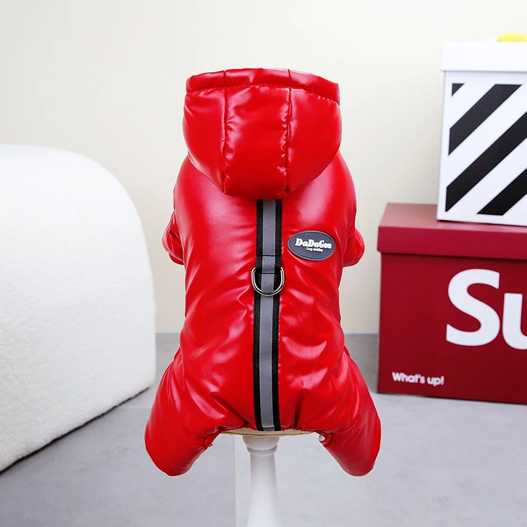 Wholesale Warm Waterproof Cotton Coats Winter Pet Clothes for Dogs Thickened Traction Buckles Four legged Jacket Coats