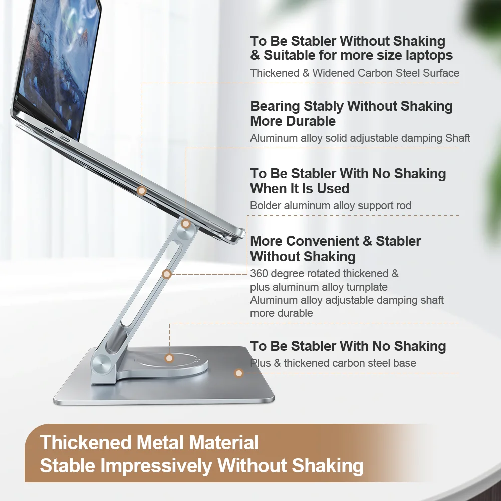swivel metal steel notebook para foldable bracket support holder desktop adjustable laptop stand usb hub with 360 rotating base