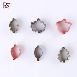 Stainless Steel Leaf Cookie Cutters 6-Piece Set With Colour Coated For Fall Thanksgiving