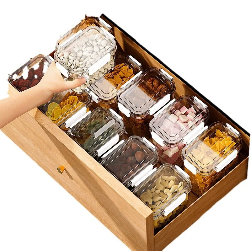 4PCS Kitchen Grain Sealed Food Containers Transparent Storage Organizer Box