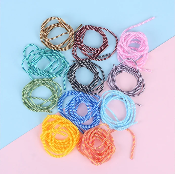 1.4m Color phone Wire Cord Rope protector Anti-break spring protection rope for USB Charging Cable earphone Data Bobbin Winder