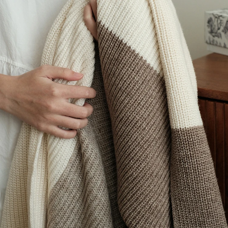 Factory Custom 100% Merino Wool Blanket Chunky Throw Blanket For Winter