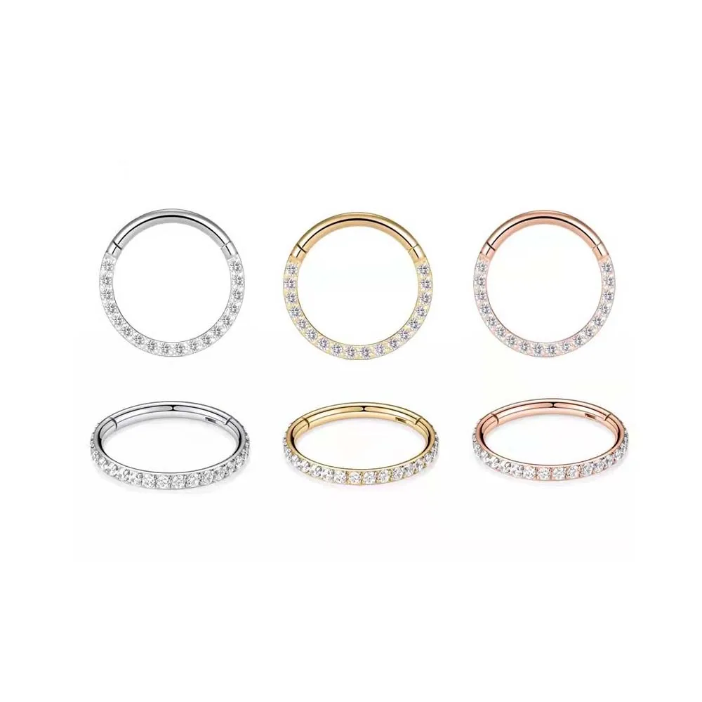Woman Piercing Ring 316L Stainless Steel Jewelry Micro Pave Zircon Septum Nipple Clicker Wedding Gold Nose Ring