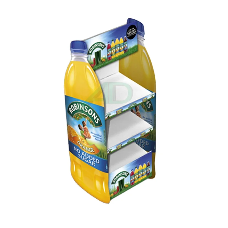 Customized beverage cardboard floor display stand drink pop advertising display shelf Creative design of supermarket retail rack