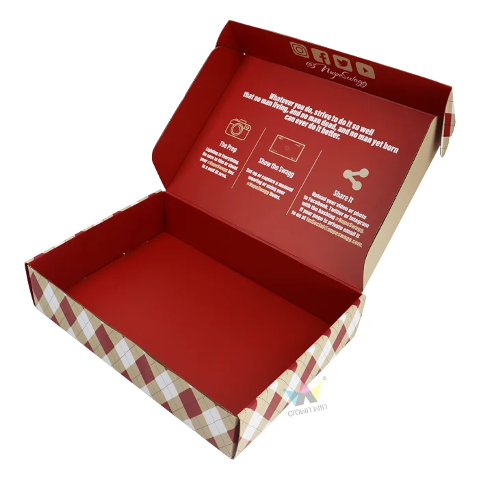 Battery Powered Heater Corrugated Cardboard Shipping Mailer Christmas Packaging Bulk Custom Logo Red Colored Flat Shipping Box