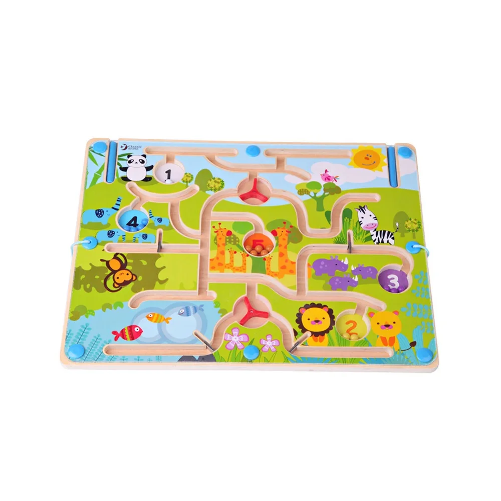 Wholesale Quality Non-toxic Funny Baby Educational Wooden Magnetic Maze  Kids Magnet Toys for Kids