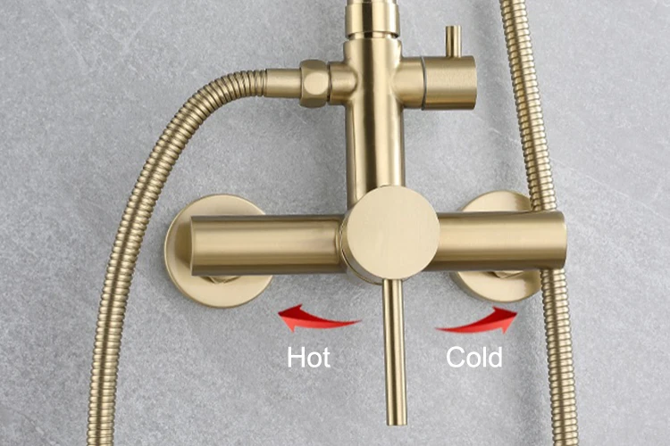 rain shower system set 2 function stainless steel 304 ss bathroom column 2 way mixer brushed gold 10 inch shower head large