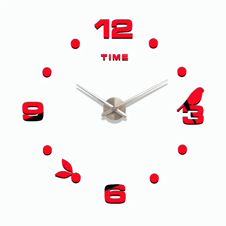 custommodern  Acrylic 3D wall mirror clock large size bird clock 100cm diy clock diy 47 inch stickers