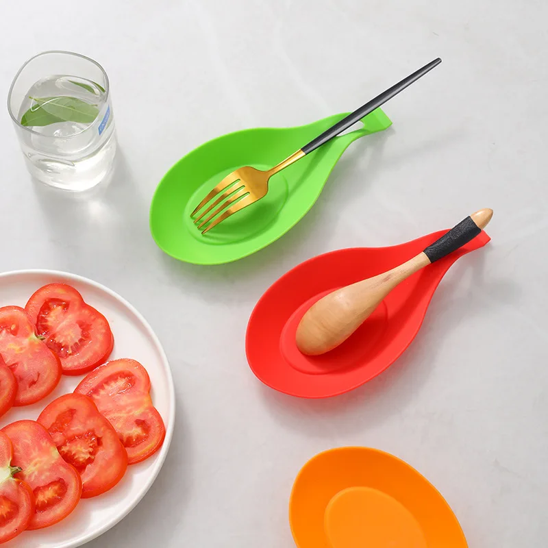 cooking custom kitchen utensil silicone spoons and forks rest holder holder for dining table set