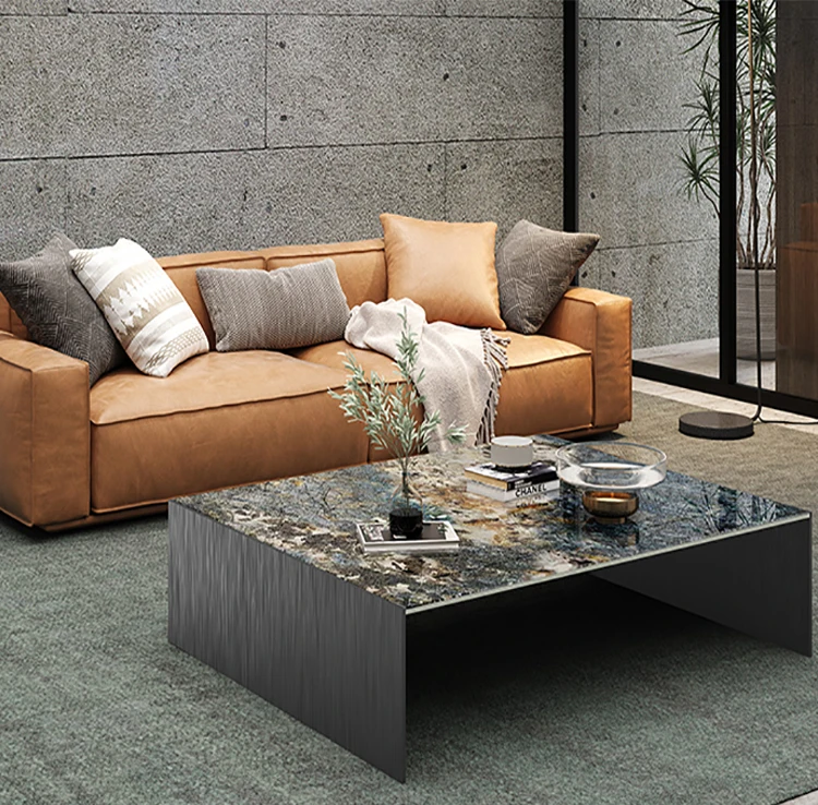 Contemporary design 2 Square tables Bronze metal antique stainless steel coffee table modern luxurious