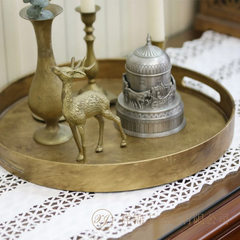 Xiang Jin New Chinese Retro Round Tray Hotel Banquet Mat Tray Plastic Decorative Tray