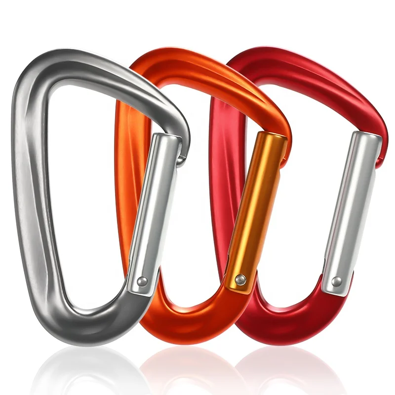 JRSGS China Supplier Carabiner 7075 Aluminum D Shape Carabiner Clip Wholesale 24KN Snap Hook Outdoor Custom Logo S7801