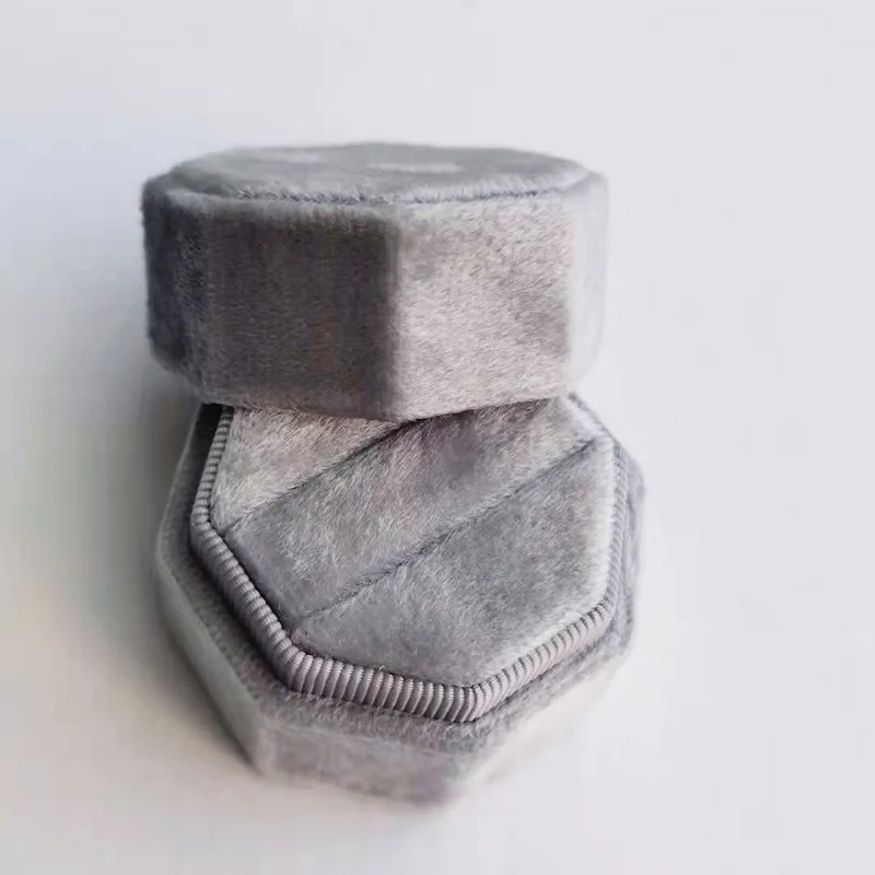 stock Low Moq factory price wholesale hexagon single ring velvet custom jewelry boxes packaging