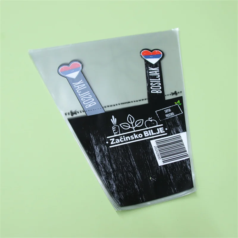 High Quality Eco-friendly Bopp cellophane vegetable bags customize logo lettuce packaging bag