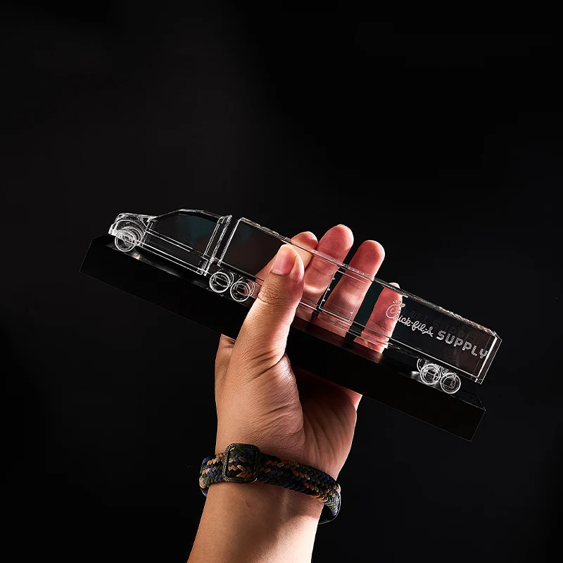 Creative Gifts Customized 3d truck Model car Models for Company Anniversary Gifts Crystal Crafts glass trophy award