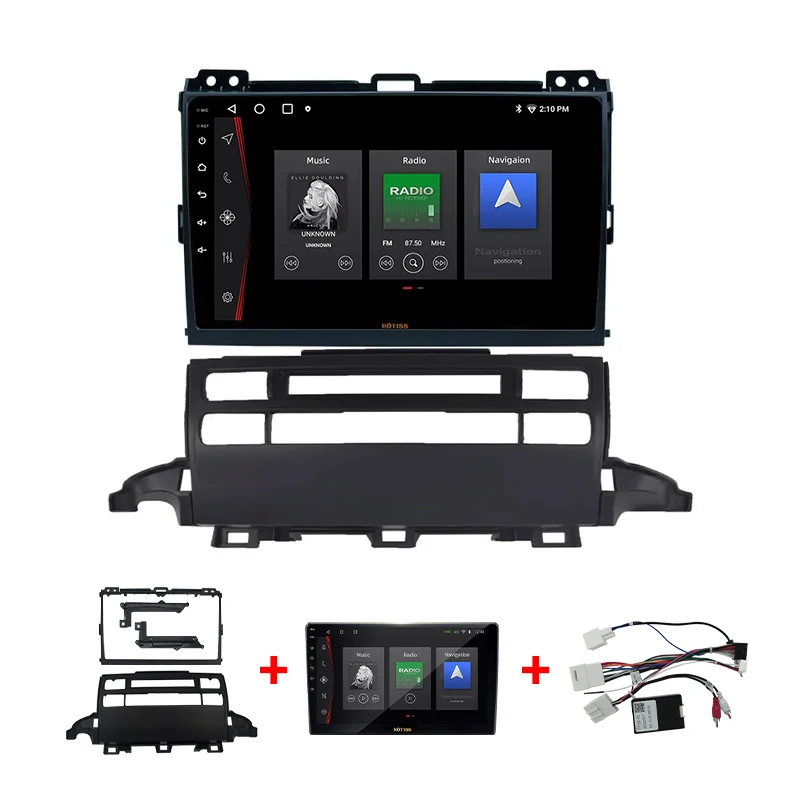 Rotiss 8-ядерный Android автомобильный радиоприемник GPS для 2009 Toyota Prado J120 9-дюймовый каркасный кабель питания canbus Auto CarPlay сенсорный экран