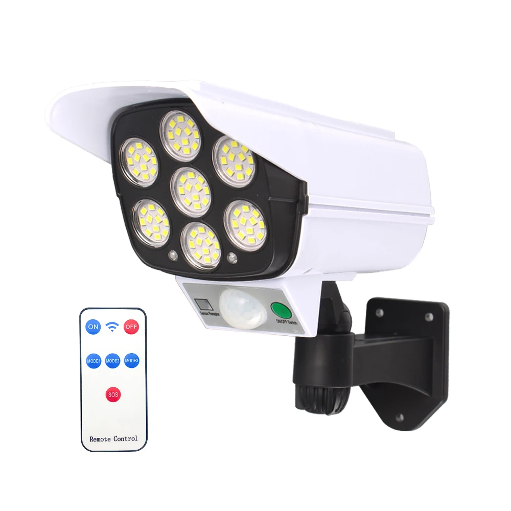 NEW Outdoor Emulation Security Camera Motion Sensor Solar Wall Lights Spotlight With Remote Control for Porch Driveway