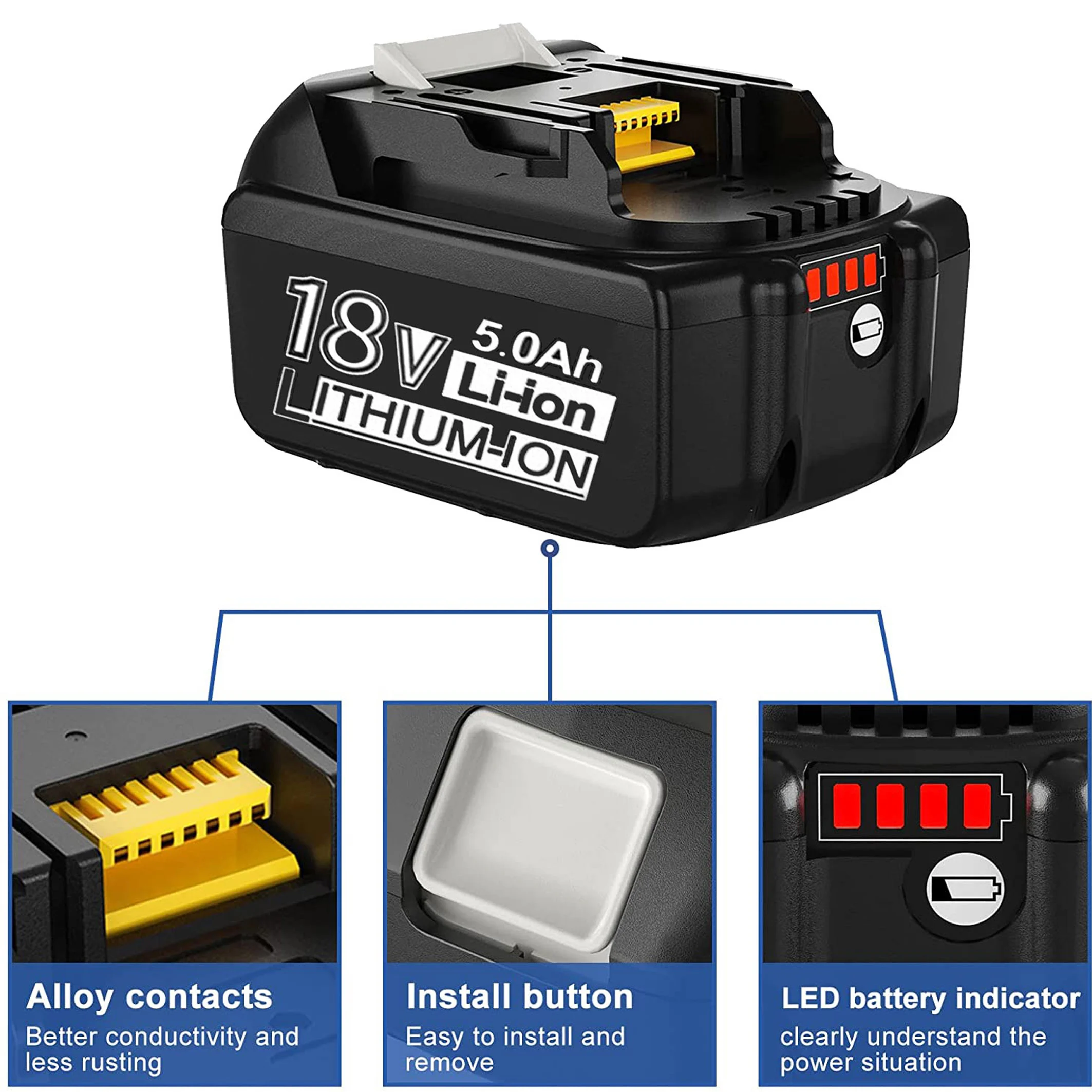 Оптовая продажа совместимый аккумулятор makita 18650 3ah 4ah 5ah 6ah 18v для 14 4 вольт