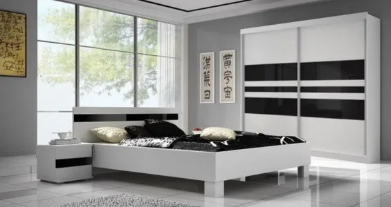High quality White MDF Bed Home Hotel Bedroom Set Furniture Queen Size Bed