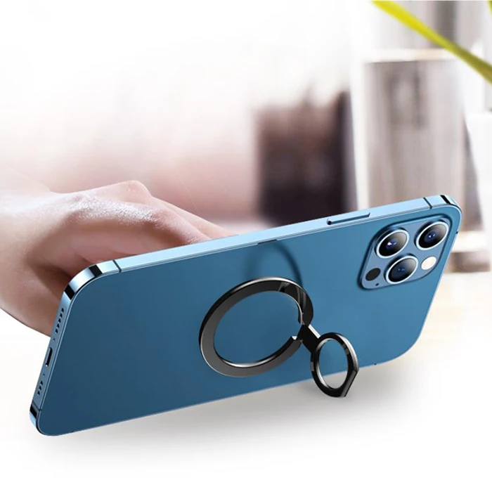 Magnet Cellphone Finger Grip Black Metal Folding Ring Stand Magnetic Finger Ring Mobile Phone Holder For Magsafe Phones