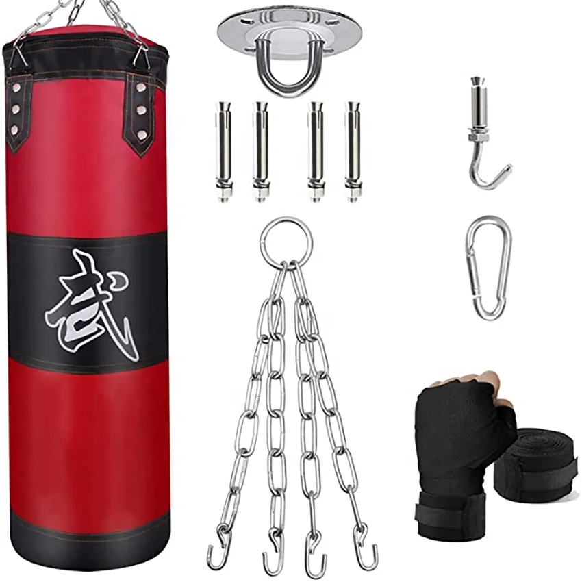 Hanging Heavy Boxing Punching Bag Set Filed With Gloves And Hand Wrap For Kickingboxing MMA Muay Thai Karate Taekwondo Training