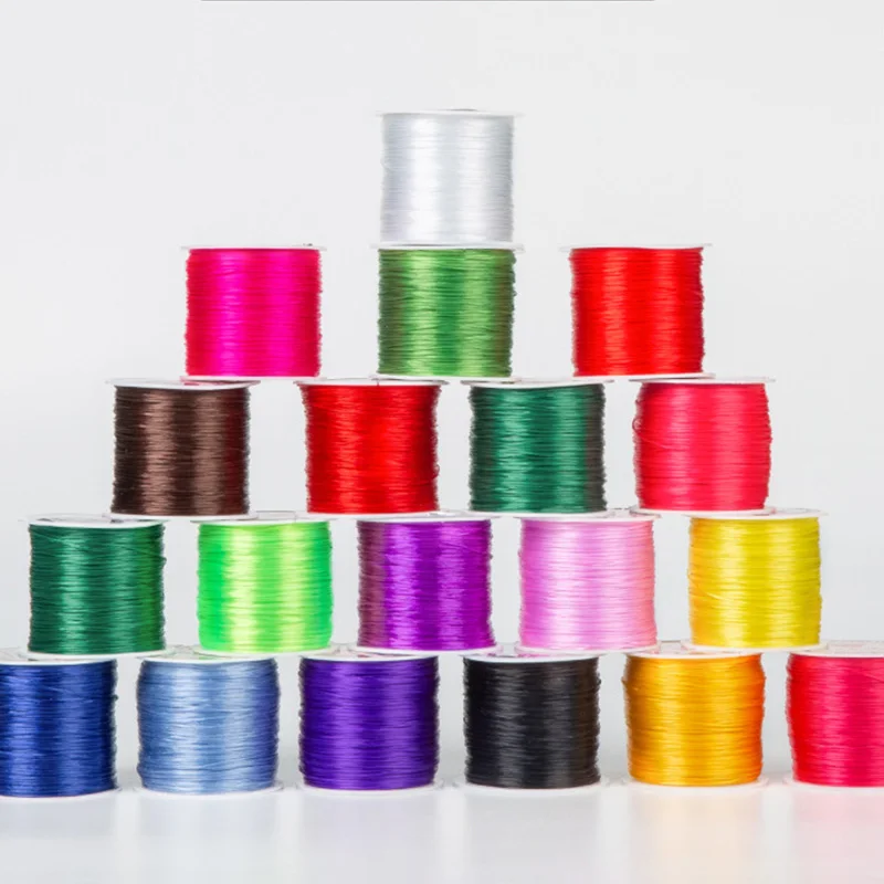 Colorful Flat Elastic String for Beaded Bracelet Making 1mm Flat Elastic Cord Line Accessories