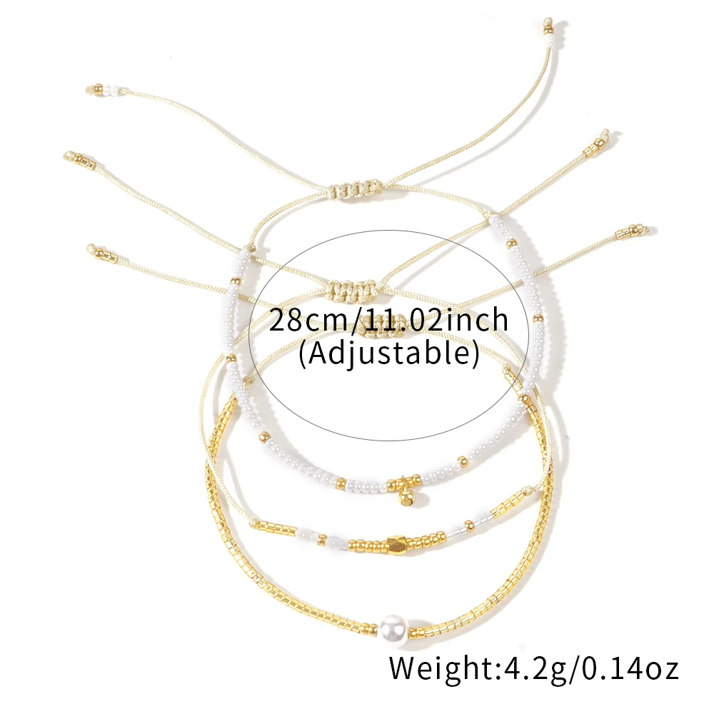 Go2boho White Boho Design Fashion Jewelry Tiny Imitation Pearl String Dainty Seed Miyuki Beaded Bracelets for Women New