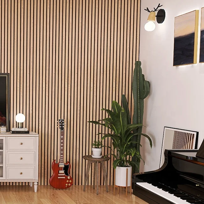 Kasaro Wall And Ceiling Soundproof Slats Laminated Pet Wooden Veneer Acoustic Panel For Office