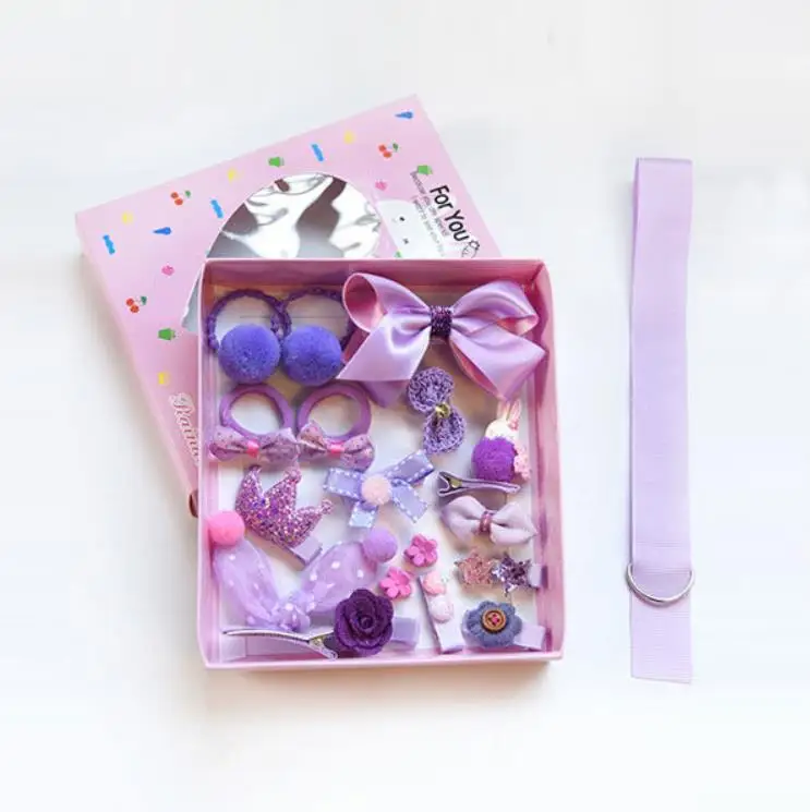Girls gift box sets clip baby hairpins kids hair accessories crown bows barrettes for children