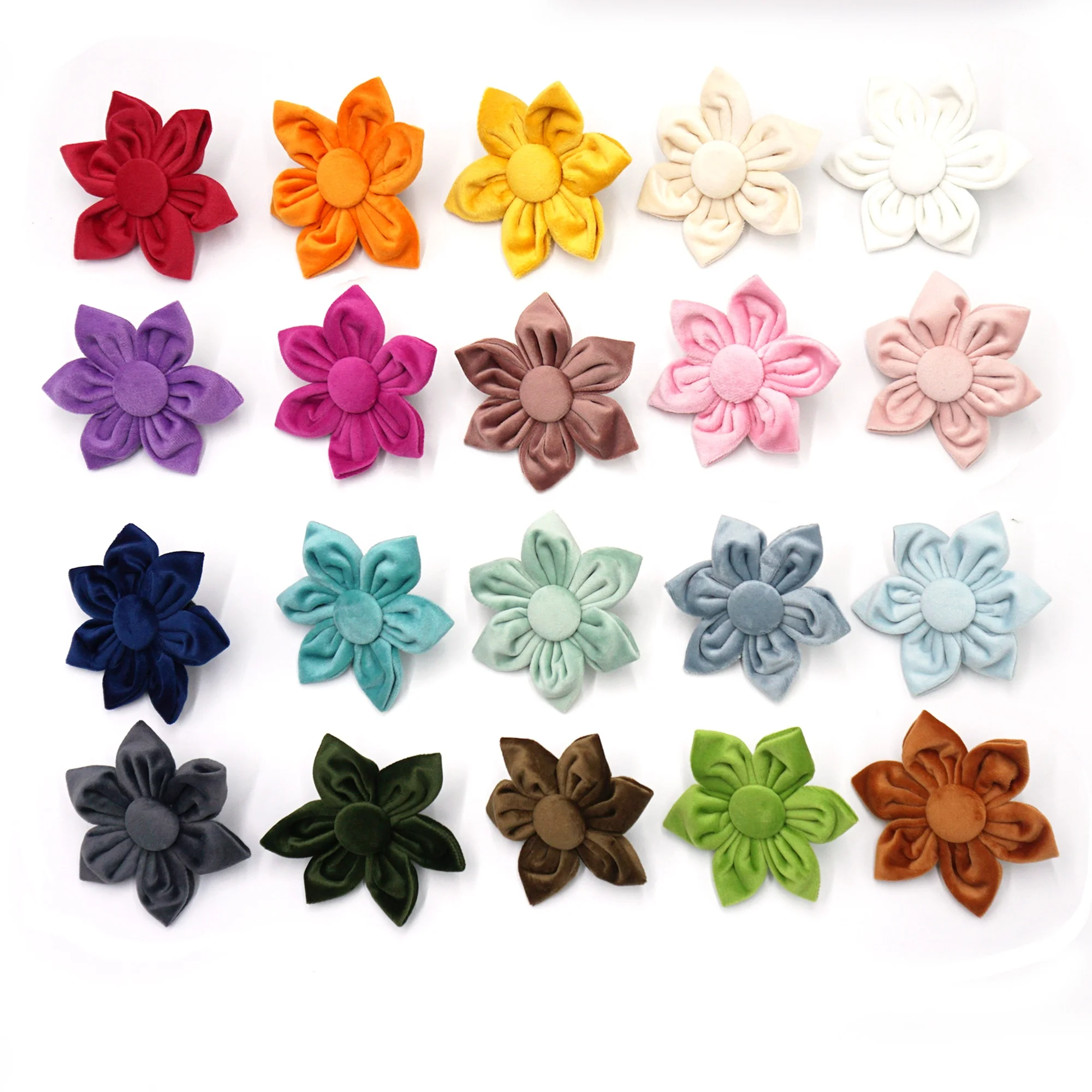 Trending products 2024 new arrivals gifts colorful dog collar flower pink velvet flower royal blue flower decoration fabric