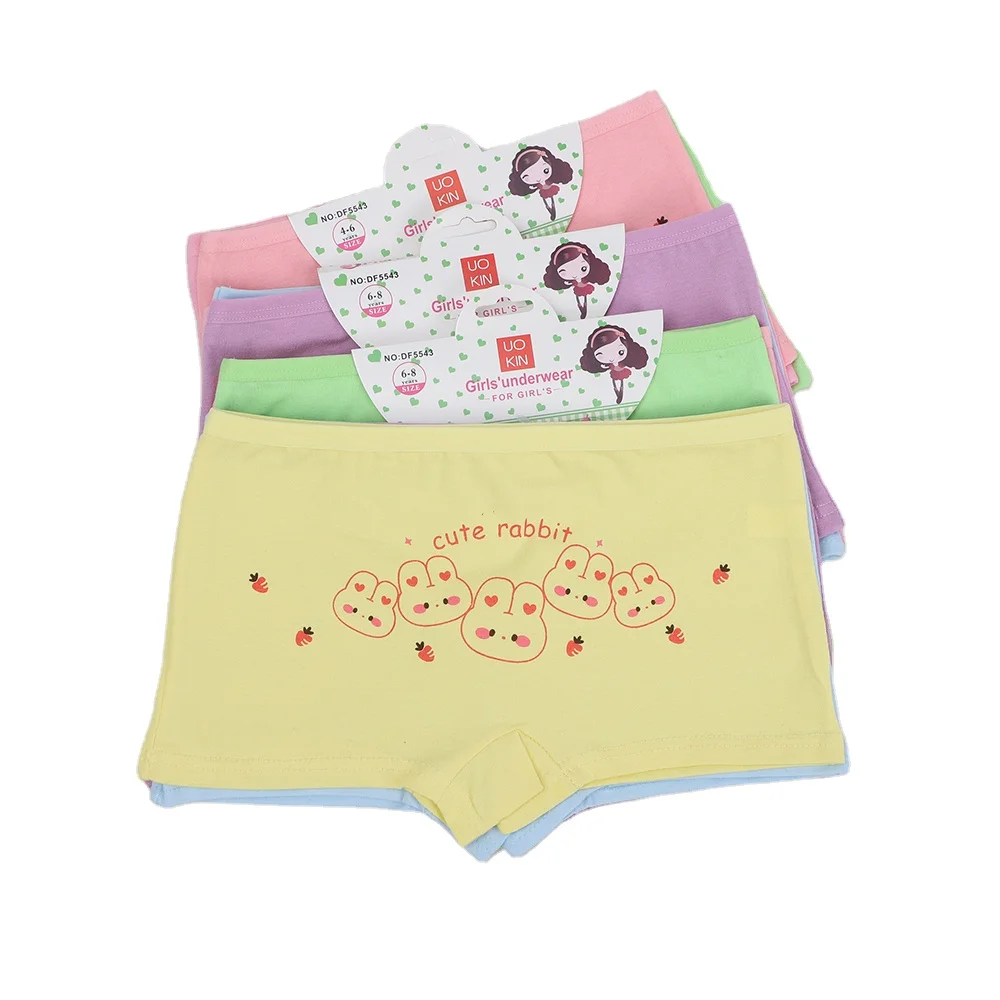 UOKIN High quality cotton kid underwear kids glris boxers  cute cartoon print pure cotton 4-10 yrs girls panties