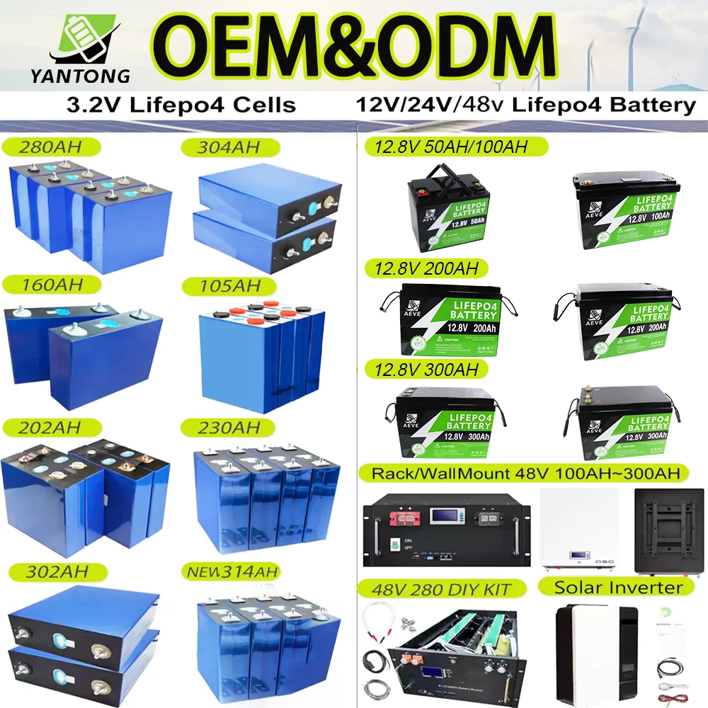 Solar Battery Pack 12.8v 100ah 200ah 300ah Lithium Iron Phosphate Home Energy Storage System Monitor Cycle 12V Battery LiFePO4