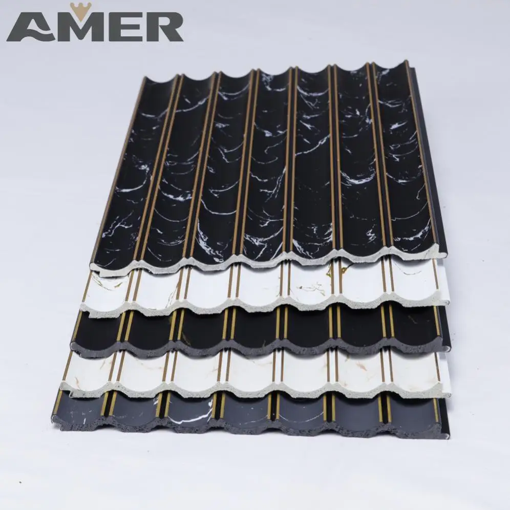 Amer Factory Price Multi Design PS Wall Panels Polystyrene Plastic Material Wall PS Slat Panel