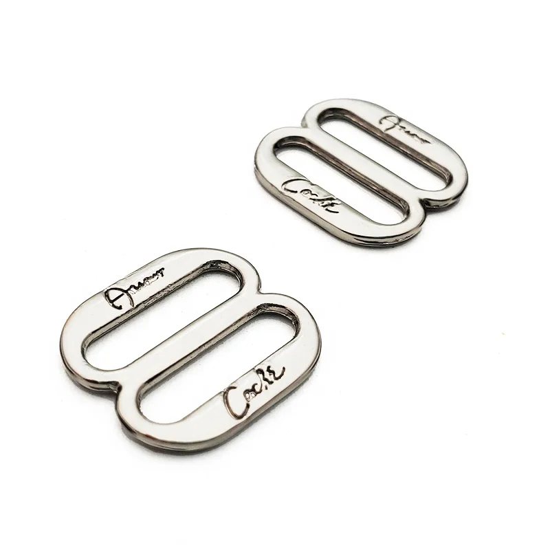 Women Bra Strap Adjuster Metal Buckle Slider Bikini Connectors Rhinestone Swimwear Metal Tag Custom Metal Pendant Logo Label