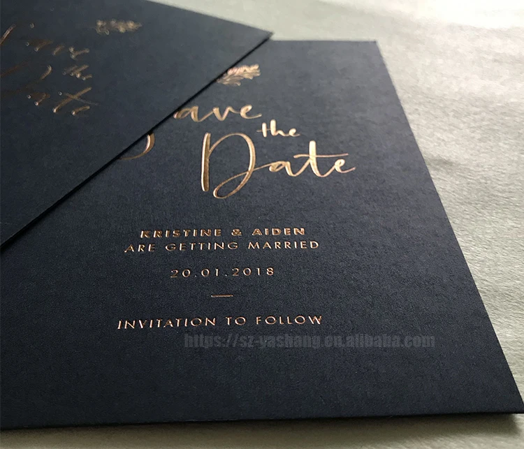 Save the date blue wedding cards rose stamping personalization word happy marriage card