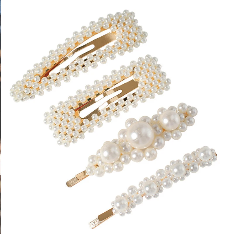 Fashion Hair Clips for Girls White Imitation Pearl Headwear Jewelry Hairpin