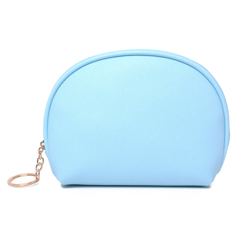 Personalized Leather Cosmetic Bag with PU Zipper Patchwork Color & Key Chain Fashionable Brush Holder Makeup Case Gift