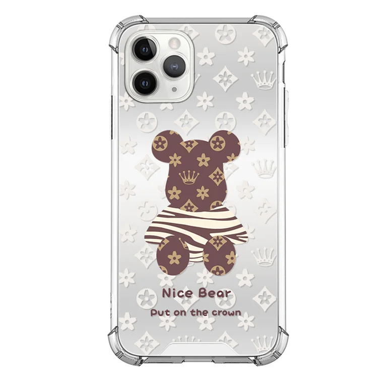Mirror bear soft not distortion yellow resistant luxury bear phone case for iphone14