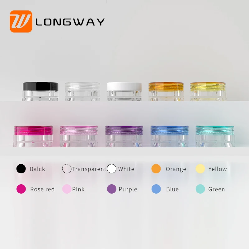 Empty colorful eco friendly small square plastic cream jar with lid 5g for nail dip powder Cosmetic container 5ml