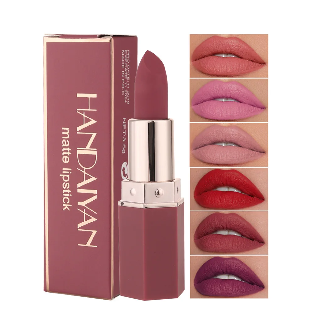 
dropshipping own brand Cheap 6 hour high quality lipstick no logo low moq no label makeup matte lipstick 