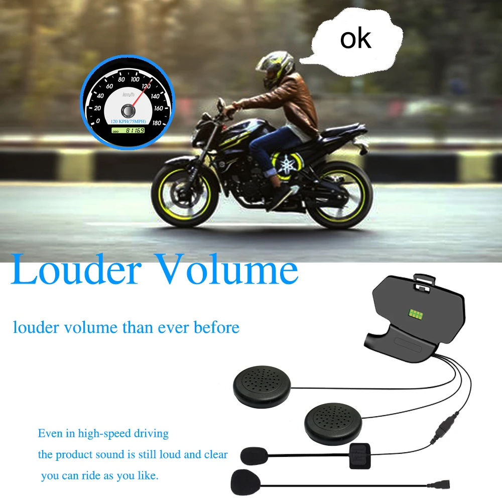  WAYXIN Bluetooth 5.0 Motorcycle Helmet Intercom 2 People 1200M Talking Universal Pairing Waterproof Interphone Headset FM
