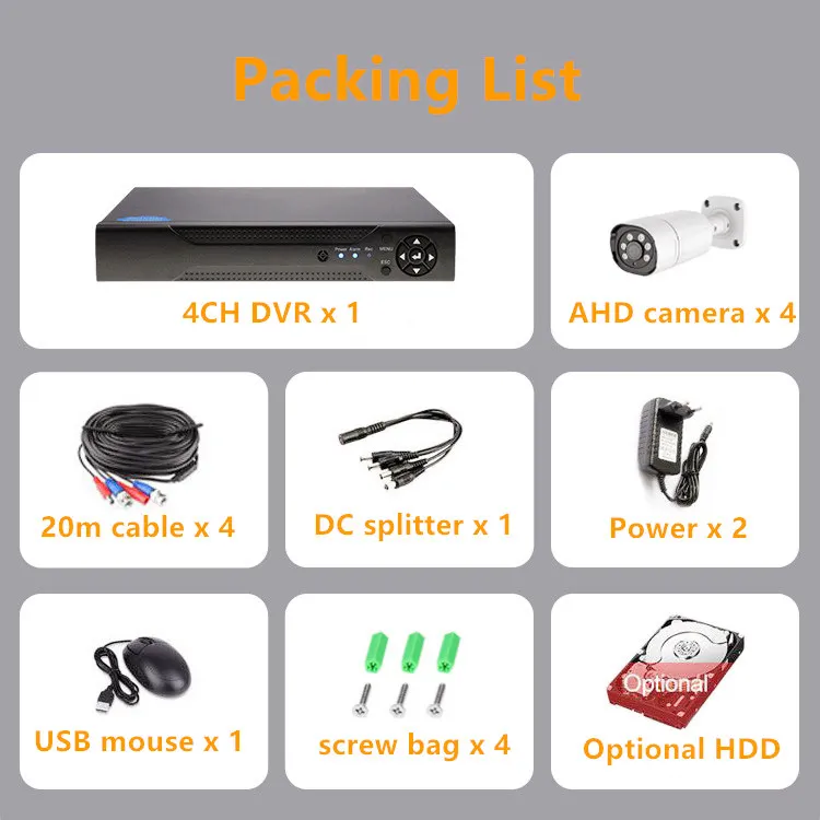 wholesale dvr nvr cctv kit ahd h.264 set hd ccd price of surveillance ccvt video recording cctv ahd 4ch kit